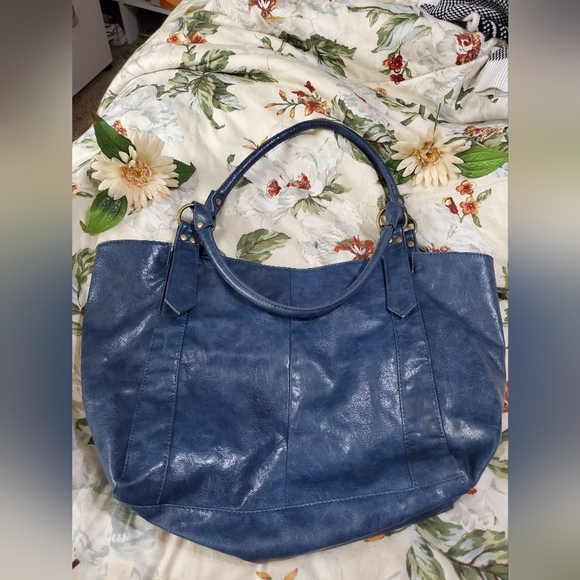 BRACIANO FAUX LEATHER LARGE TOTE EMBELLISHED color Blue whith golde stone - Picture 7 of 11